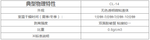 CL-14硅胶背胶水典型物理特性